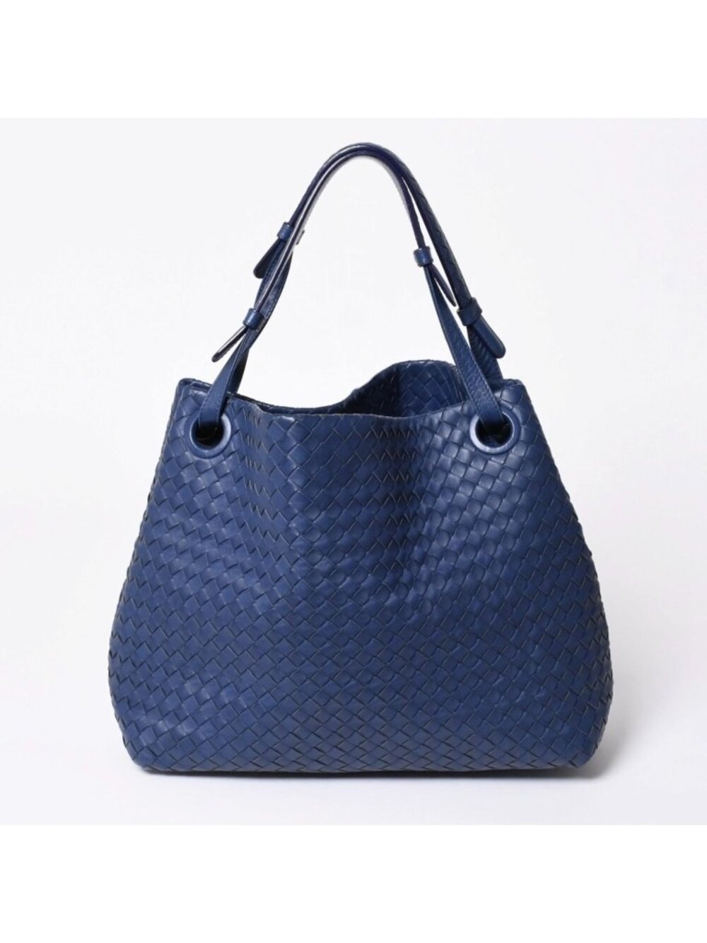 Bottega Veneta Garda Intrecciato Tote Bag Leather Navy Blue